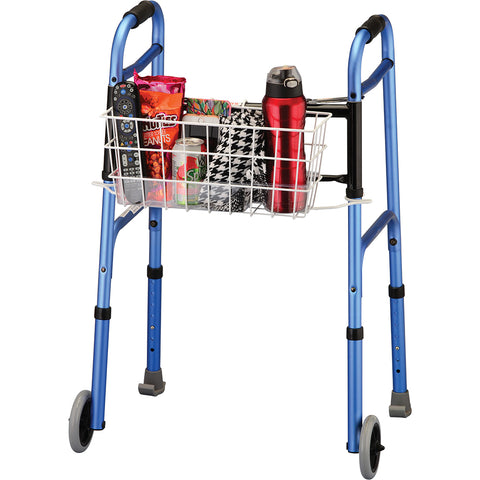 Walker Basket with Plastic Liner- White